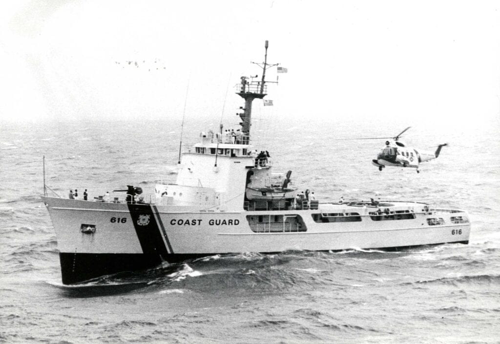 Coast Guard Helicopter and USCGC Diligence (WMEC-616) on Patrol